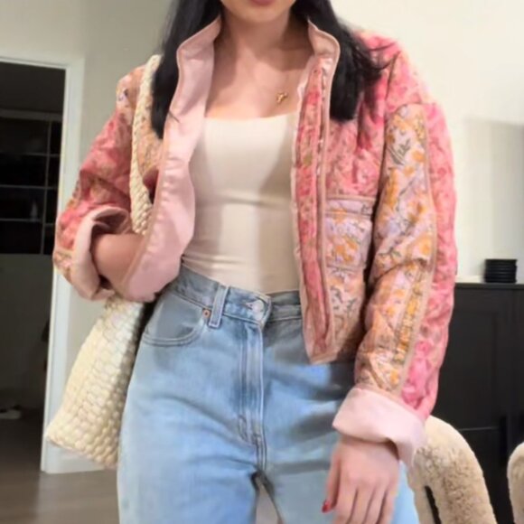 Crop Boxy Quilted Jacket sz M - Picture 7 of 7